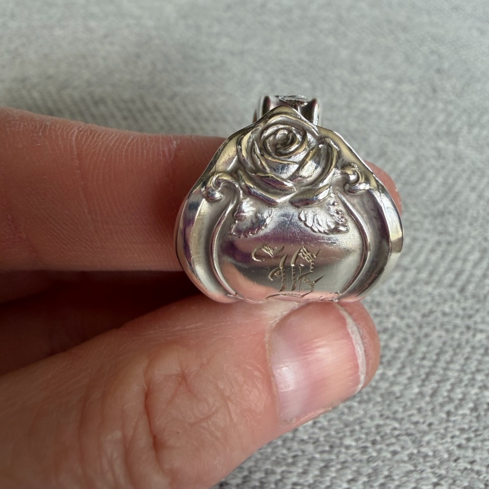 “B” Engraved Spoon Ring - Picture 9 of 13